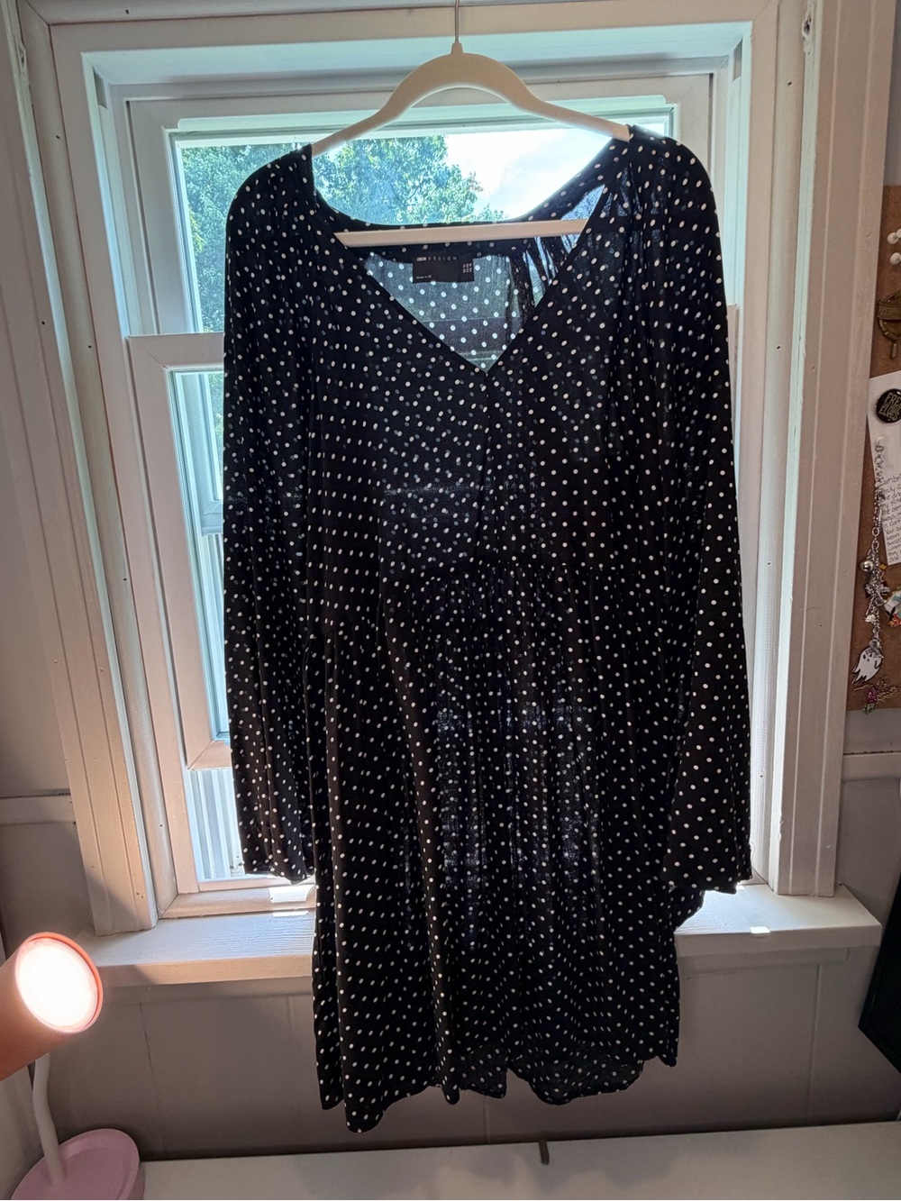 ASOS Black Long Sleeve Polka Dot Dress